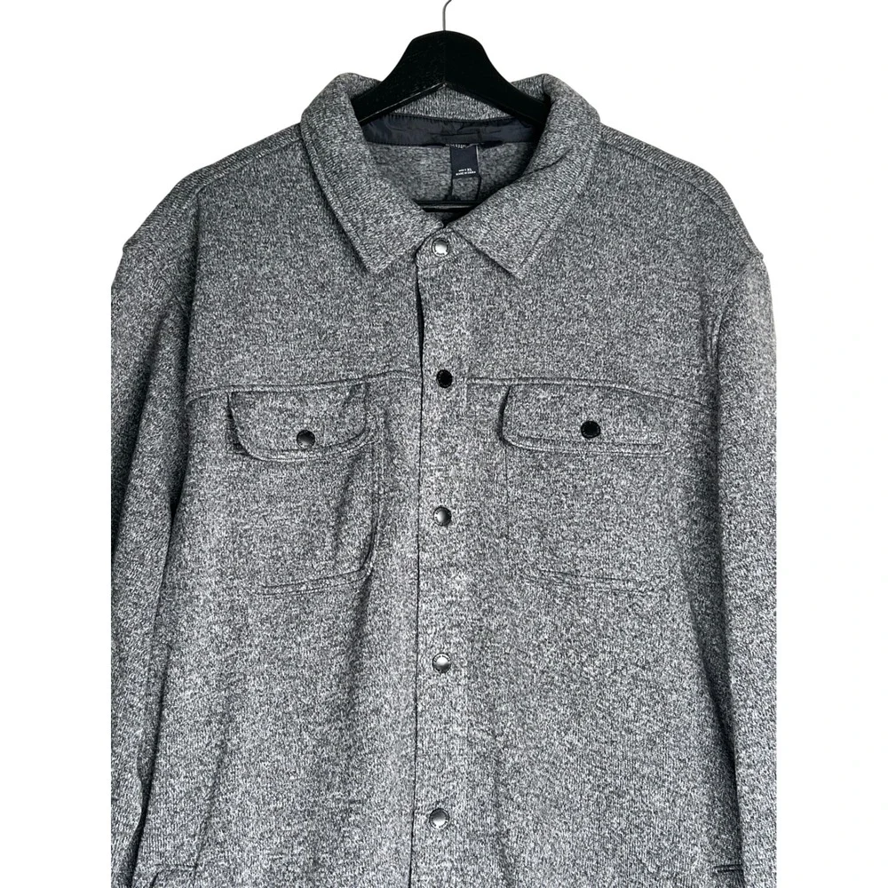 Eddie Bauer Mens XL Sweater Fleece Shirt Jacket Heather Ebony Gray NWT